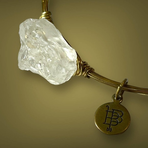 Bourbon and Bowties Bangle Clear Gemstone Gold Plated Copper Wire Signed - Picture 5 of 8